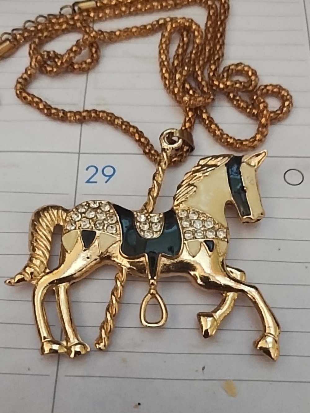 Betsey Johnson Gold-Tone Carousel Horse  Necklace with Crystal Accents